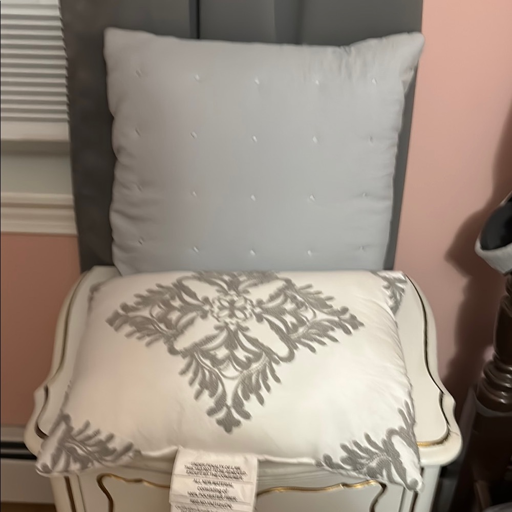 Threshold Gray and White Accent Pillows with Damask Pattern
